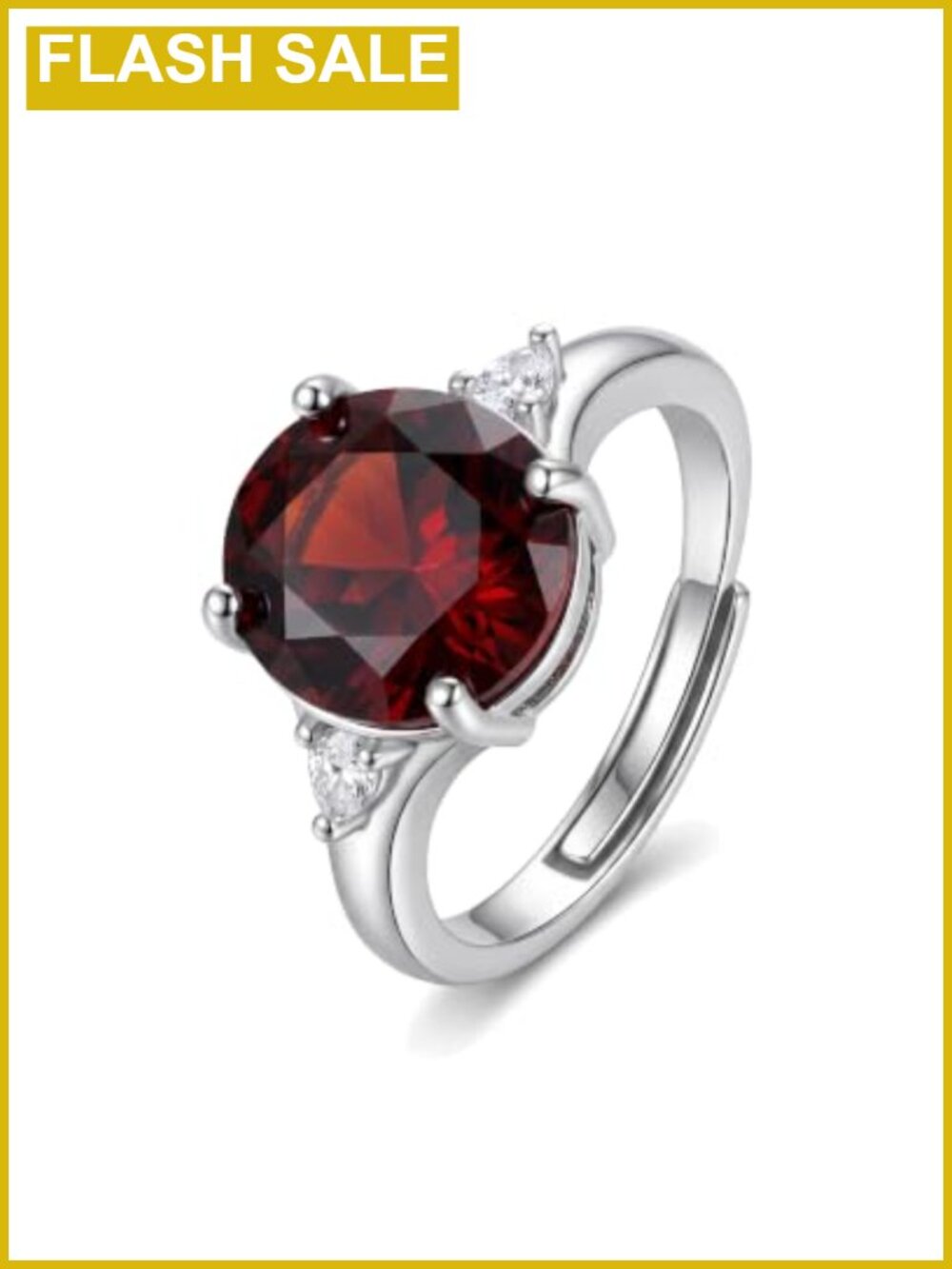 Adjustable Open Ring Alloy Ruby Gemstone Statement Ring for Women
